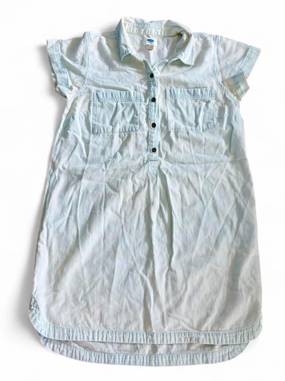 Old Navy light wash summer casual festival denim shirt dress w pockets Size M